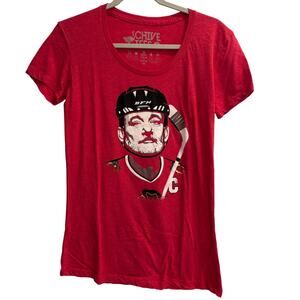Chive Tees SIze Large Chicago Blackhawks Bill Murray Red Graphic Tee Shirt